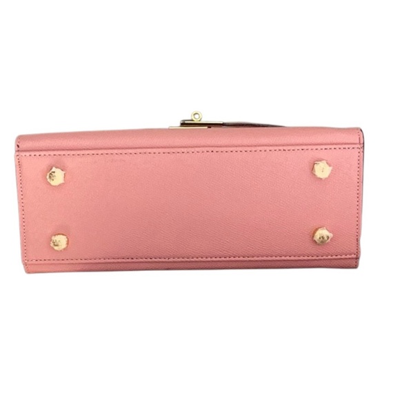 New Elegant Pink Leather Handbag Crossbody 25CM Lock & Key Pony Decor - Picture 5 of 6